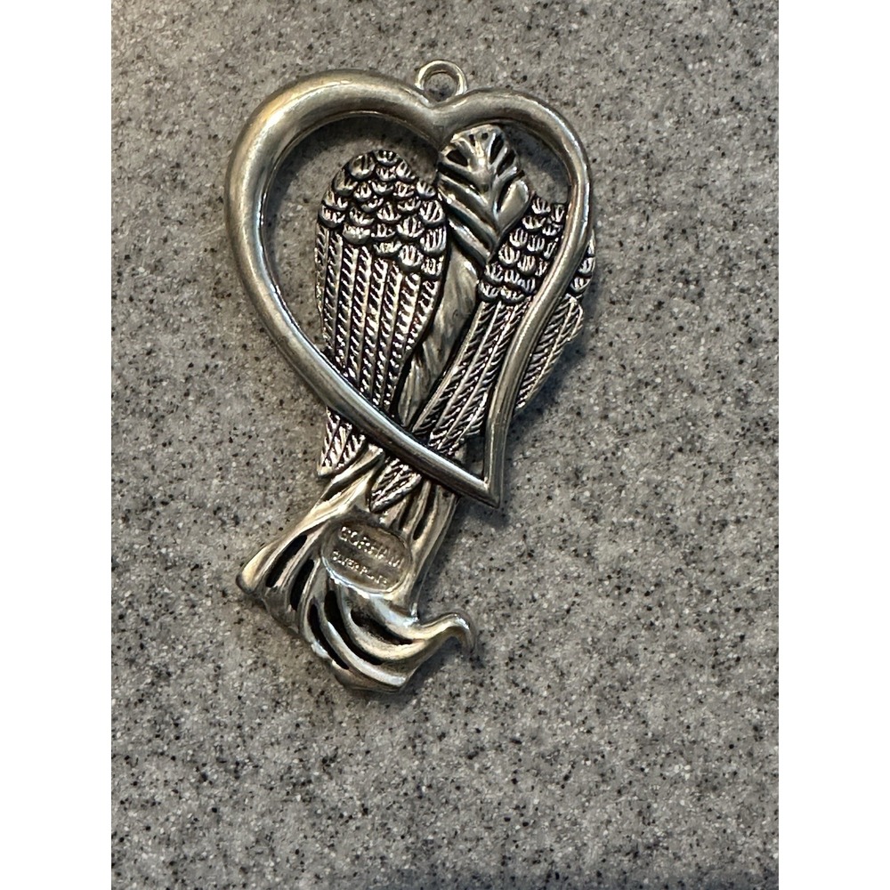 Lot Of 3 Gorham Christmas Angels Silver Plated Peace Love Hope  3"‎ Heart Shaped - Picture 13 of 14
